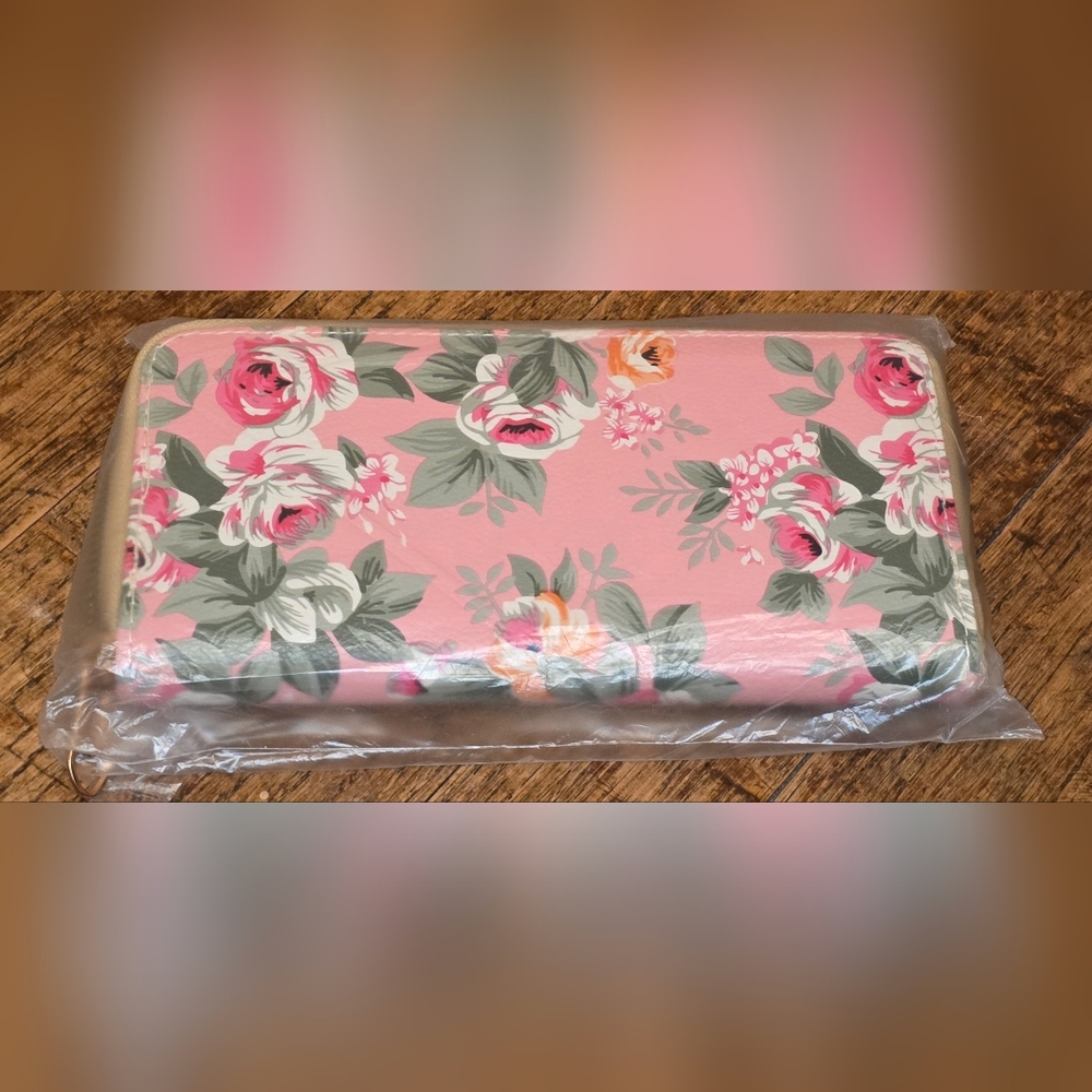Floral Pink Rose Print Wallet or Clutch